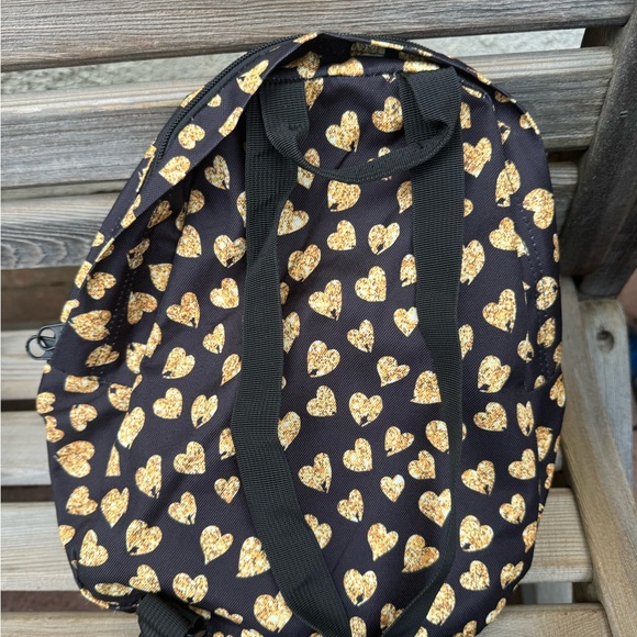 Jansport black gold hearts mini backpack bag 12” Small - Picture 3 of 4